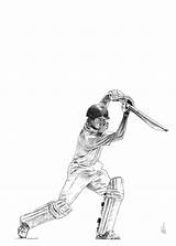 Cricket Batsman Unframed Gesture sketch template
