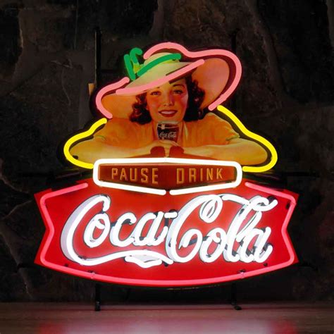 neonskylt coca cola girl med bakgrund belysning
