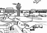 Airport Coloring Kids Pages Color Print City sketch template