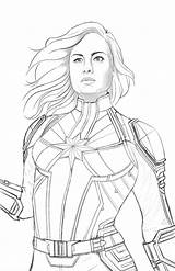 Marvel Captain Drawing Sketch Easy Characters Danvers Carol sketch template