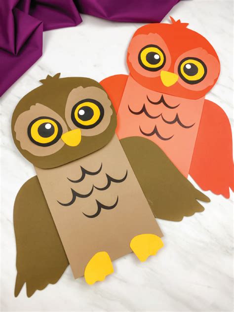paper bag owl craft  kids  template