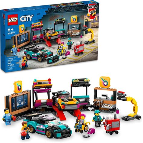 lego city custom car garage  building toy set  kids boys