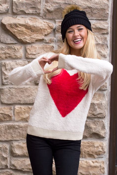 Online Shop 2015 New Fashion Girls Sweet Red Heart Knitted Mohair Women