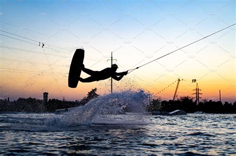 wakeboard wakeboarding jumping high quality sports stock  creative market