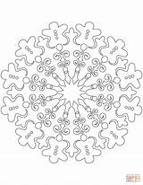 Coloring Gingerbread Man Snowflake Pages sketch template