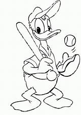 Duck Playing Baseball Donald Cartoon Coloring sketch template