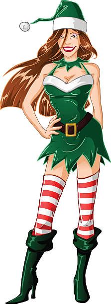 sexy santa elves clip art vector images and illustrations istock