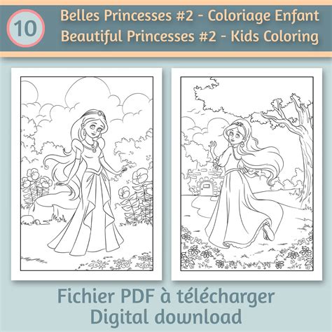 princess coloring pages  kids  coloring book  etsy