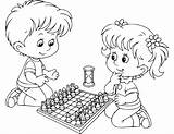 Chess Coloring Pages Playing Para Colorear Drawing Dibujo Ajedrez Clipart Book Boy Girl Child Pieces Puzzle Board Piece Play Game sketch template