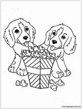 Coloring Popcorn Pages Dog Eating Two Printable Kids Little Dogs Color Animal Print Animals Puppy Cute Sheets Eat Colorir Getcolorings sketch template