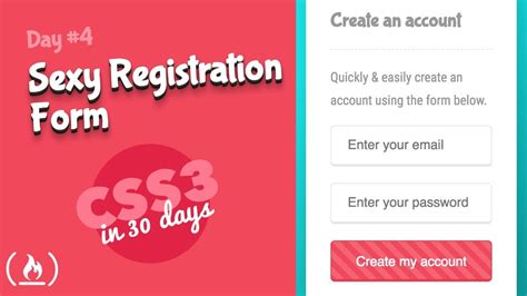 Sexy Registration Form Css Tutorial Day 4 Of Css3 In 30 Days Youtube