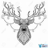 Coloring Deer Mandala Pages Zentangle Hirsch Tattoo Choose Board Illustration sketch template