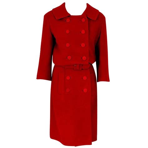 1957 christian dior haute couture red wool double breasted dress suit