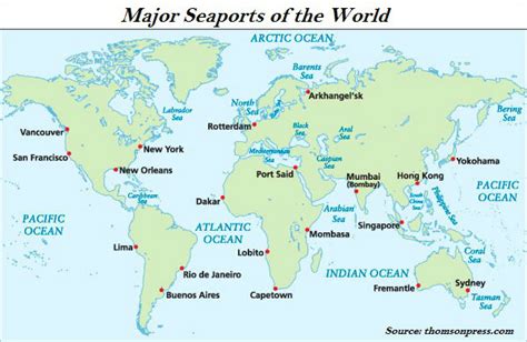 Major Seas Of The World Map Map