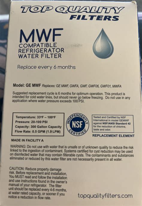 Best Ge Mwf Refrigerator Water Filter Smartwater Compatible Cartridge