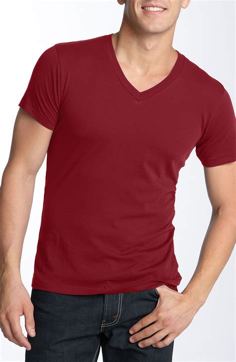 alternative apparel perfect v neck t shirt in red for men red sand lyst