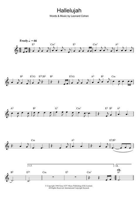 Hallelujah Sheet Music Jeff Buckley Alto Sax Solo