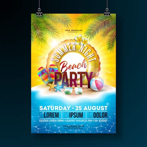 vector vector summer night beach party flyer design