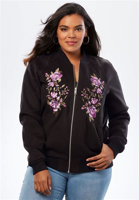 embroidered bomber jacket  size jackets blazers full beauty