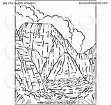 Zion Canyon Springdale Utah Monoline sketch template