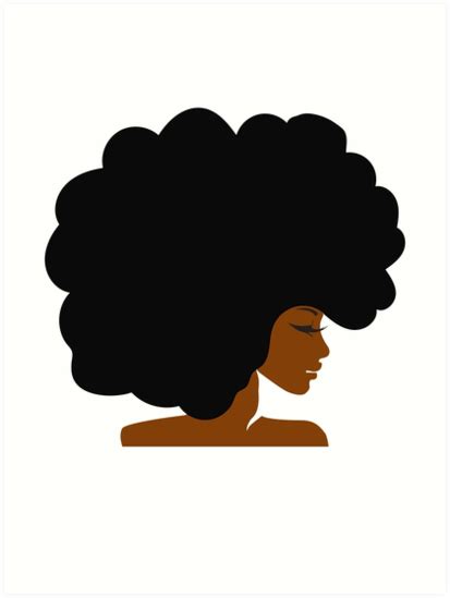 Big Curly Afro Natural Hair Black Woman Art Print By