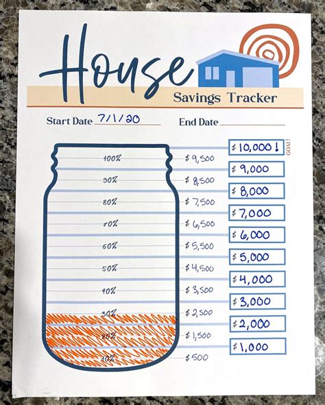printable house savings tracker digital  letter size etsy
