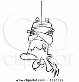 Cartoon Hung Upside Down Man Clipart Illustration Outline Straitjacket Toonaday Royalty Jacket Vector Looney Straight Guy sketch template