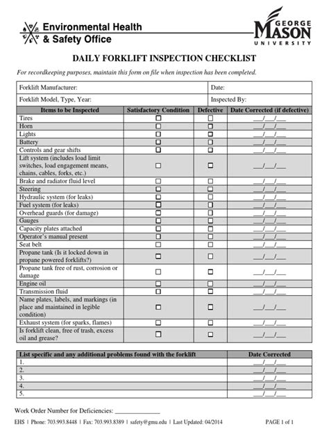 daily forklift inspection checklist forklift transmission mechanics