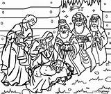 Nativity Coloring Scene Pages Printable Kids Character sketch template