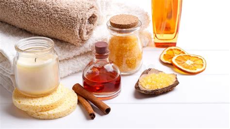 orange spa setting stock photo image  bath relaxation