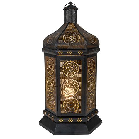 black  gold moroccan style lantern table lamp walmartcom walmartcom