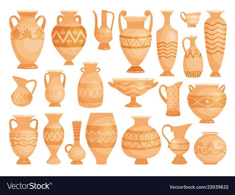greek vases ancient decorative pots isolated  vector image