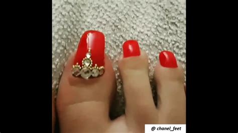 Beautiful Feet With Long Red Toenails Youtube