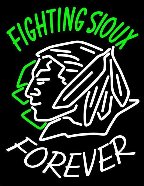 custom fighting sioux  logo handmade art neon sign neon signs fighting sioux logo real