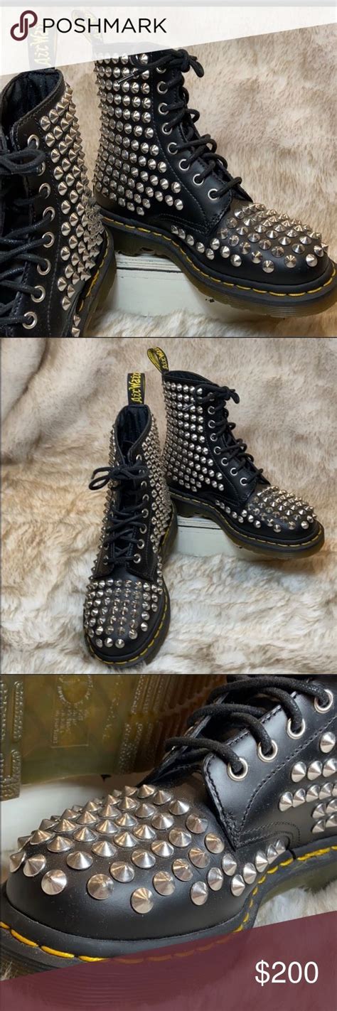 martens silver studded boots rare studded boots boots  martens