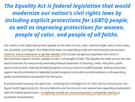 The Equality Act Is Not Equality Until It Is Aimed At Protecting