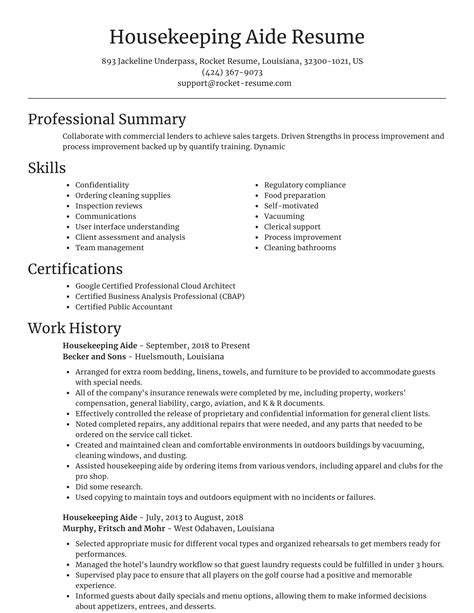 resume format  housekeeping job   janitorial resume