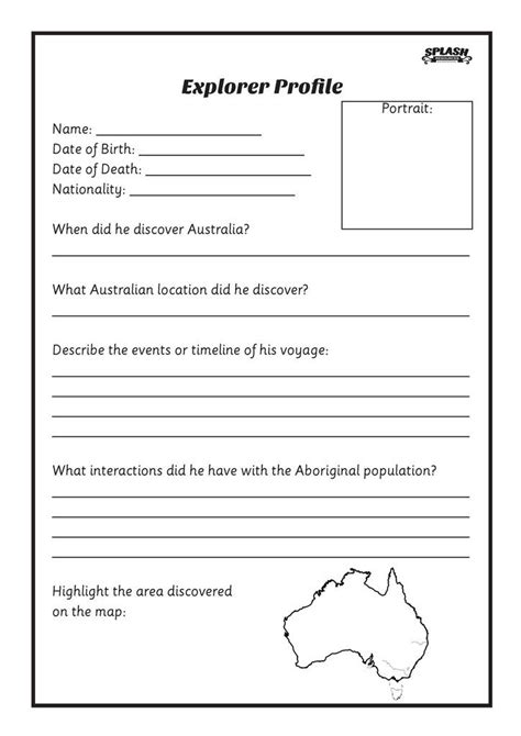 free first fleet explorer profile worksheet splash resources teaching worksheets and