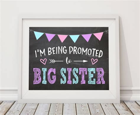 im  promoted  big sister printable sign etsy