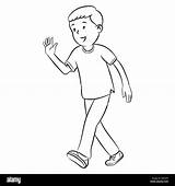 Waving Hand Boy Vector Drawn Hands Simple Line Style Illustrations Alamy Stock Portrait Family Big sketch template