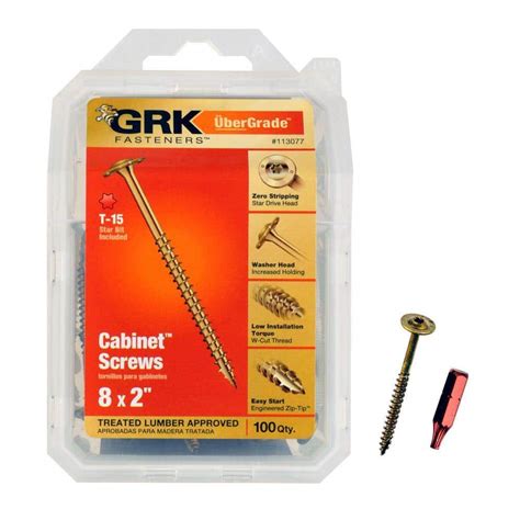 grk fasteners     star drive  profile washer head cabinet wood screw  piece