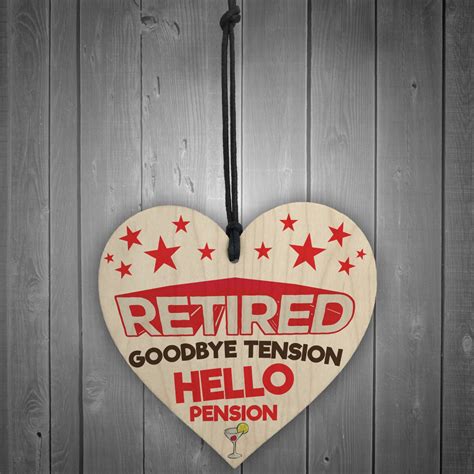 retired goodbye tension  pension hanging plaque sign gift