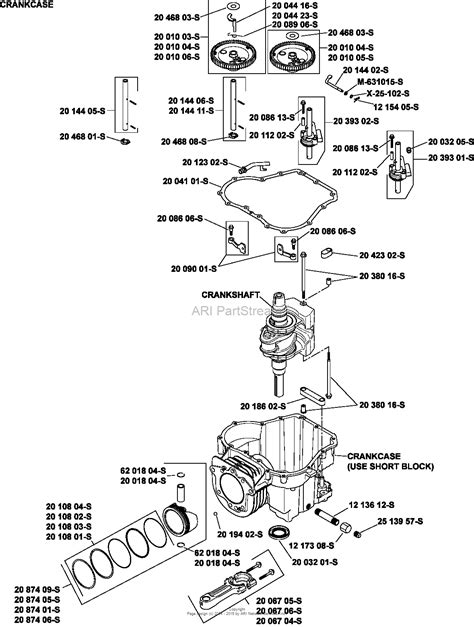 kohler sv  mtd  hp  kw parts diagram  crankcase