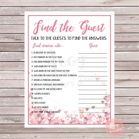 find  guest game  printable
