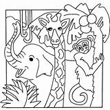 Jungle Coloring Pages Animals Kids sketch template
