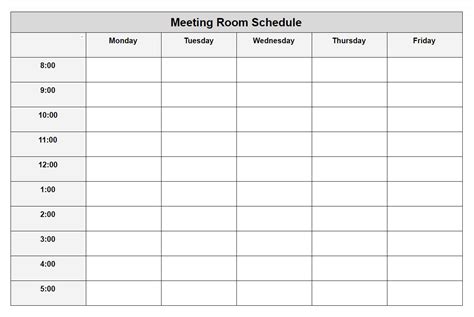 conference room scheduling template collection