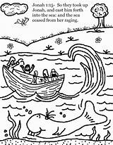 Jonah Coloring Whale Pages Story Printable Bible Print Boat Thrown Off Color Children Sunday School Nineveh Excellent Church Popular Being sketch template