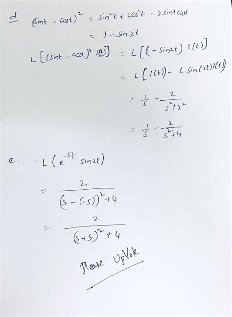 [solved] Find The Laplace Transform Of The Following Functions A F T