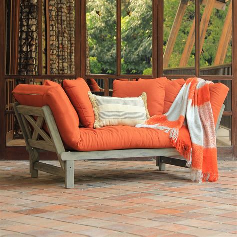 willow bay stonne solid wood outdoor convertible sofa daybed weathered graybrick walmartcom