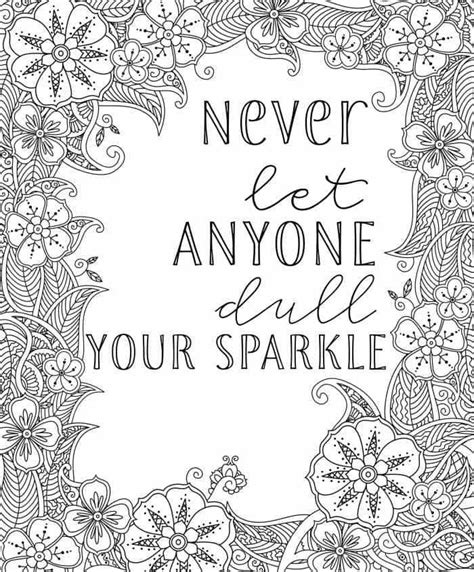 uplifting colouring sheet    dull  sparkle quote